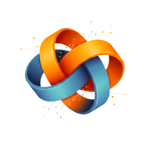 Get Social Logo Interwoven orange and blue loops on a white background