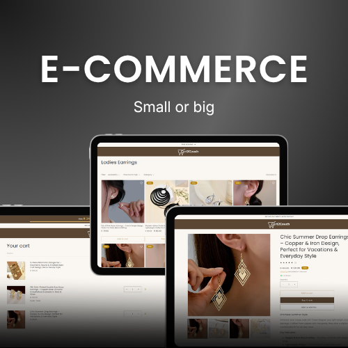Real E-commerce website displayed on Desktop with a dark background